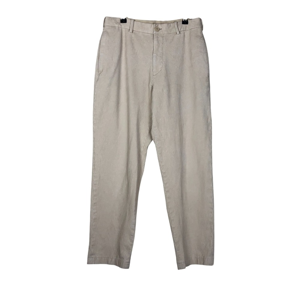 Uniqlo Womens Corduroy Wide Leg Pants Size S Beige Career Office‎ Workwear